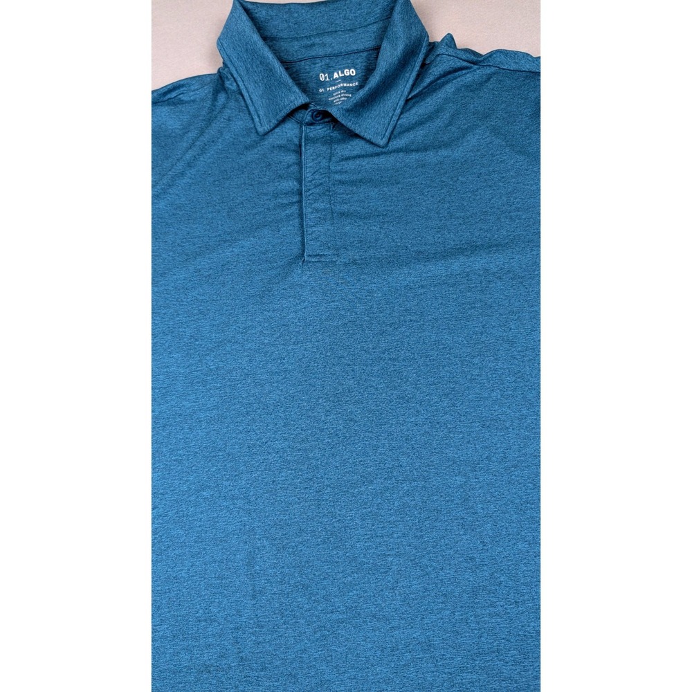 01.ALGO Performance Polo Shirt Mens XXL Blue Heathered Quick Dry UV SPF 40